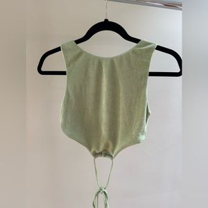 Princess Polly cropped green shiny tie top